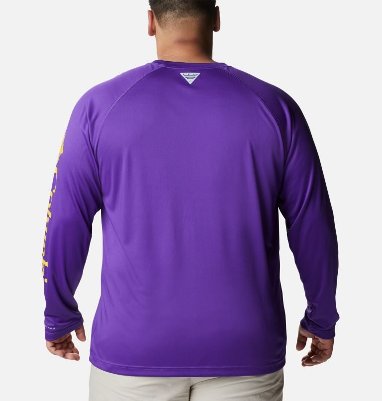 Hanorace Columbia Collegiate PFG Terminal Tackle Long Sleeve - LSU Barbati Violet | Plus Size KYQ19ZS8M